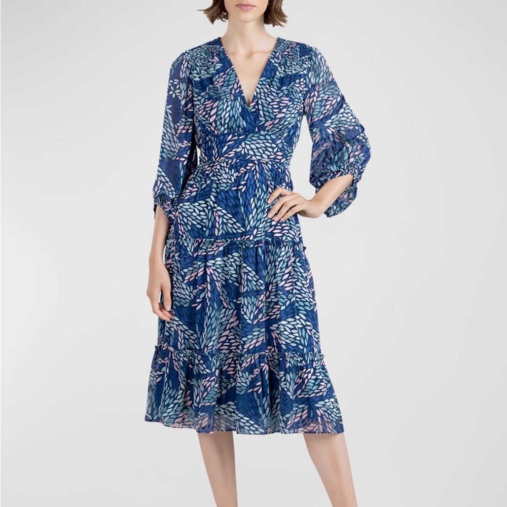 Shoshanna - Zanita abstract-print balloon sleeve dress.